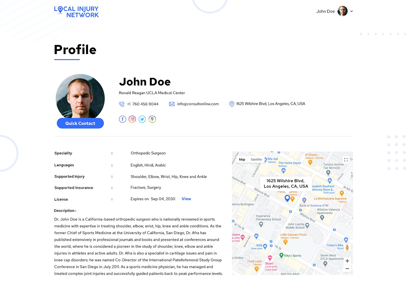 practitioner profile page